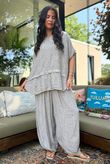 Tasha Damask Cap Sleeve Button Top Mocha